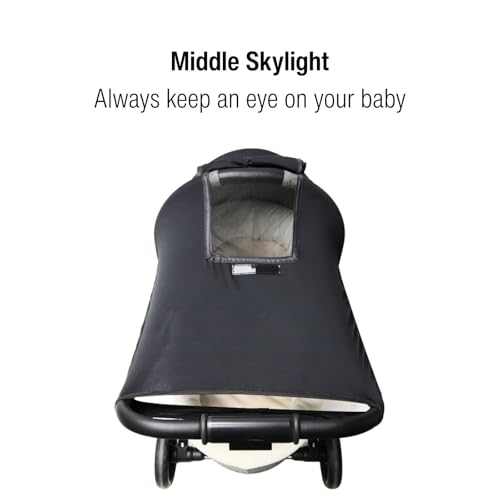 PandaEar Universal Stroller Sun Shade Cover for Baby Bassinet | Blackout UV Protection Canopy with Mesh Window | Windproof...