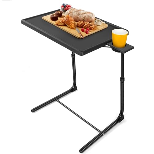 LORYERGO TV Tray - TV Table, Folding Table Trays, w/6 Height & 3 Tilt Angle, TV Tray Table w/Cup Holder, Dinner Tray for E...
