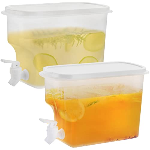 Jucoan 2 Pack 0.9 Gallon Fridge Beverage Drink Dispenser with Leak-proof Spigot, Plastic Cold Drink Juice Beverage Dispens...