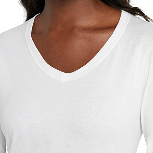 Hanes Womens Originals Long Sleeve Cotton V-Neck T-Shirt, Lightweight V-Neck Tee, Modern Fit