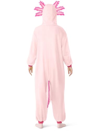 Spooktacular Creations Halloween Axolotl Costume, Kids Axolotl Costume, Zip-Up Hooded Jumpsuit for Halloween Cosplay Party