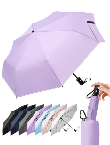LILAC Compact Travel Windproof Umbrella, 43" Auto open/close Folding Quick Dry Umbrellas for Rain, Lightweight Portable Sm...