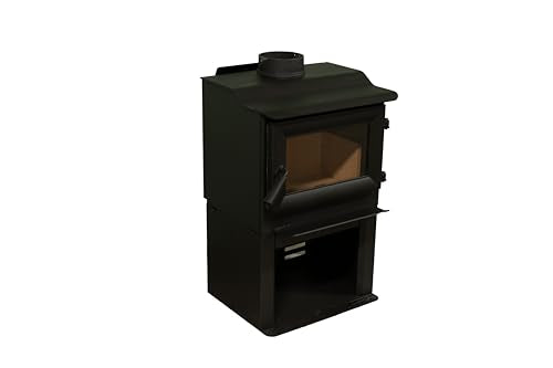Comfort GlowLancaster I Wood Burning Stove, Heats Up To 1,200 Sq Ft, 18" Logs, Plate Steel & Cast Iron, Large Glass Windo...