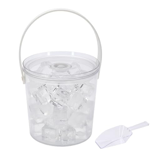 Mowhut Ice Bucket with Airtight Lid, Champagne Bucket with Handle, Plastic Beverage Tub for Parties, Bar Cart Accessories ...