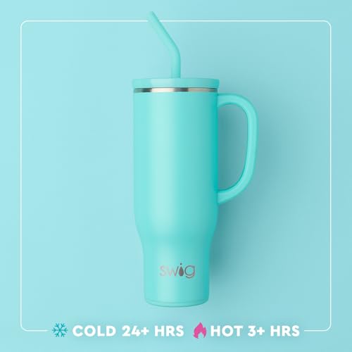 Swig Life 30oz Mega Mug, 30 oz Tumbler with Handle and Straw, Cup Holder Friendly, Dishwasher Safe, Extra Large Insulated ...
