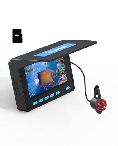 Eyoyo Underwater Fishing Camera, 4.3 Inch Fishing Camera DVR, Portable Fish Finder, 8-Hour Battery, Infrared Lights, Tempe...