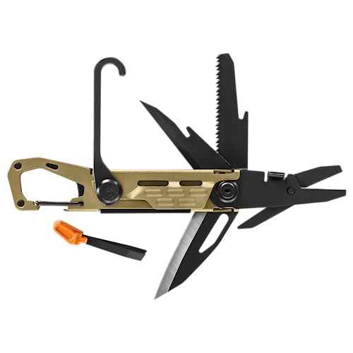 Gerber Gear Stake Out 11-in-1 Multi-tool - 2.2" Plain Edge Blade, Tent Stake Puller, Carabiner Carry - EDC Gear and Equipment - Bronze