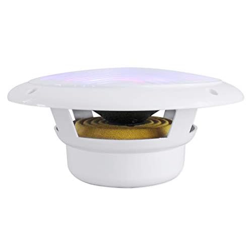 Rockville Pair RMC65LW 600W Peak / 75W RMS 2-Way White Marine Speakers, Multi-Color LED Lighting, Remote Control, Waterproof, Perfect for Boats and Outdoor Audio