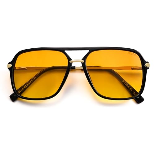 SOJOS Sunglasses for Women & Men, Square, Retro, Polarized Lens, Trendy Aviator, 90s Shades
