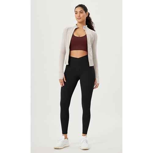 ODODOS Cloud Feeling Crossover 7/8 Leggings with Pockets for Women 25" / 28" V High Wasit Lounge Yoga Pants