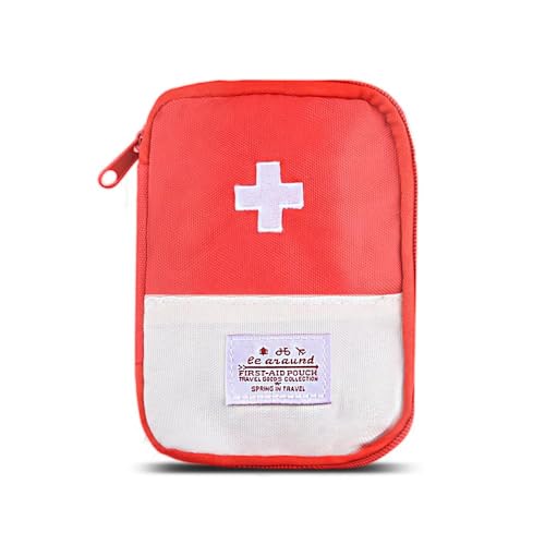 First Aid Bag Medical Case Empty Small Storage Case Portable Travel Medicine Organiser Bag for Women Men Red Mini Medical ...