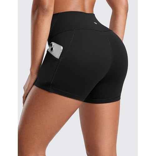 CRZ YOGA Womens Butterluxe Biker Shorts with Pockets 3 Inches - High Waisted Volleyball Workout Athletic Yoga