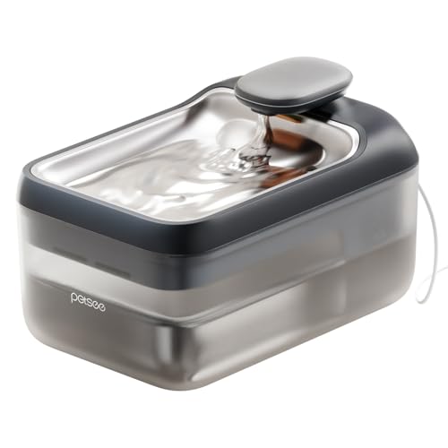 PETSEE Automatic Pet Water Fountain 4.5L Large Capacity Stainless Steel Drink Tray Cat Water Dispenser Ultra-Quiet Pump Mu...