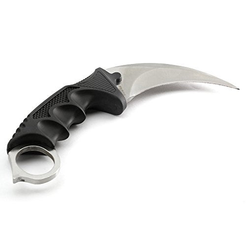 Vulcan Gear Tactical Hawkbill Karambit Knife with Sheath and Cord Silver blade