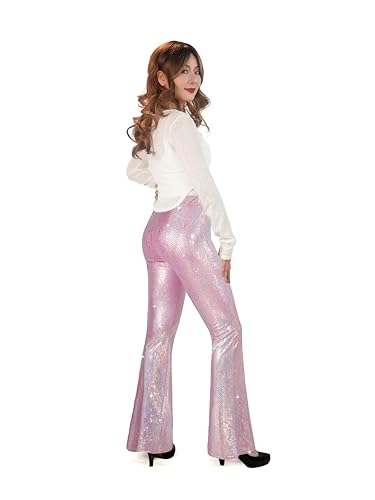 Nawgut Sequin Flare Pants Sparkly Glitter High Waisted Bell Bottoms Leggings Party Disco Clubwear for Women