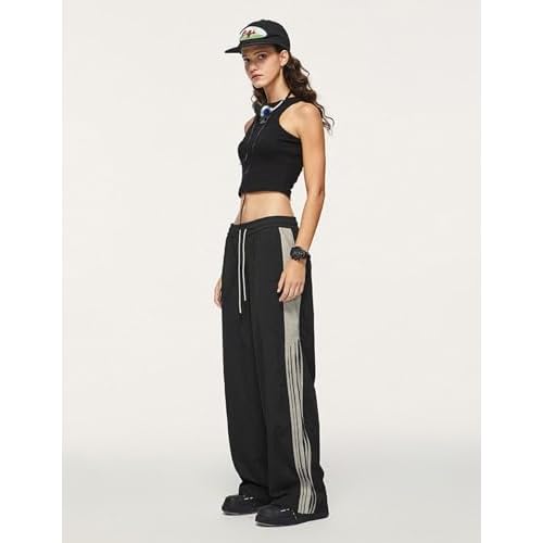 Aelfric Eden Striped Track Pants Men Parachute Pants Women Baggy Sweatpants Y2k Wide Leg Cargo Pants with Drawstring