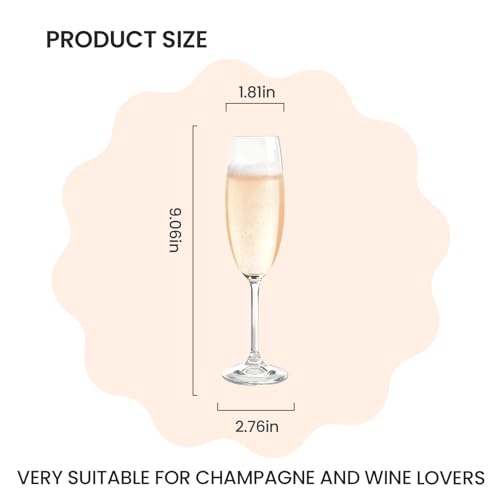 TOLASTO Crystal Champagne Flutes 7oz/200ml, Champagne Glasses Set of 6, Gift for Birthday, Wedding, Christmas, Clear Spark...