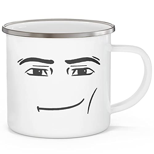 Serious Guy Face Camping Mug - Gamer Mug - Best Idea Gift - 12 oz Enamel Campfire Mugs, Gifts For Friends And Coworkers