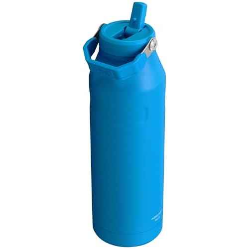 Stanley IceFlow Flip Straw 2.0 Water Bottle 50 OZ | Built-In Straw with Larger Opening | Lightweight & Leak-Resistant | Insulated Stainless Steel | BPA-Free | Azure
