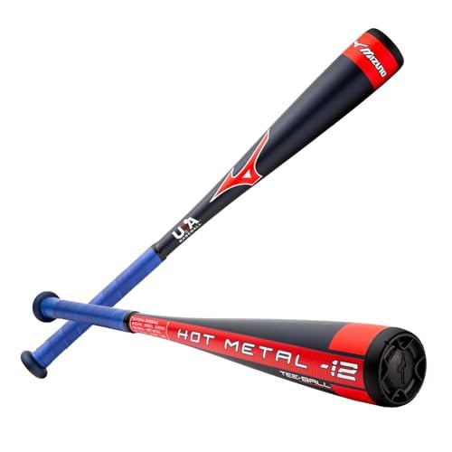 Mizuno HOT METAL T-Ball -12 USA Baseball Bat | 2 5/8 inch Barrel | 1 Piece Aluminum | Lightweight Design | Speed Helix Grip