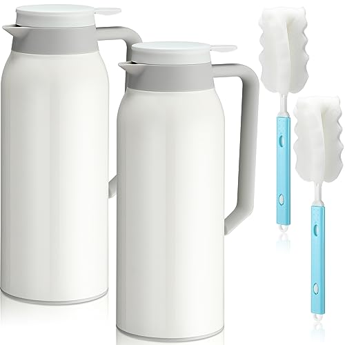 Mifoci 2 Pcs 51oz Stainless Steel Thermal Coffee Carafe White Double Walled Thermal Carafe Insulated Hot Beverage Dispense...
