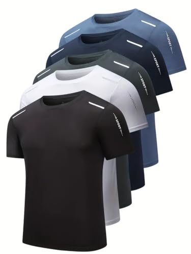 Quick Dry Ice Silk Athletic T-Shirts for Men, Athletic Short Sleeve Moisture Wicking Tee for Running,Training （1 Piece）