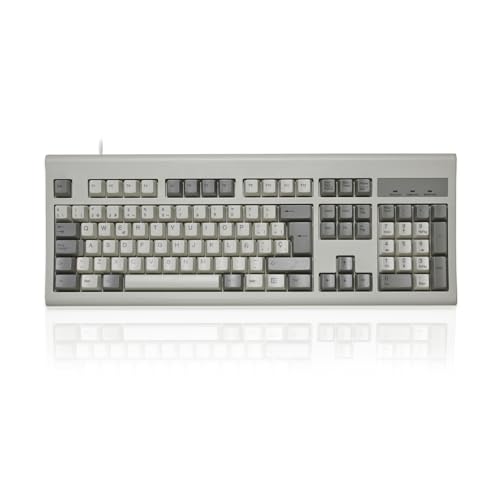 Perixx PERIBOARD-106M ES, Teclado USB Eficiente Full Size, Teclas Ergonómicas Curveadas, Estilo Retro Clásico, Color Gris ...