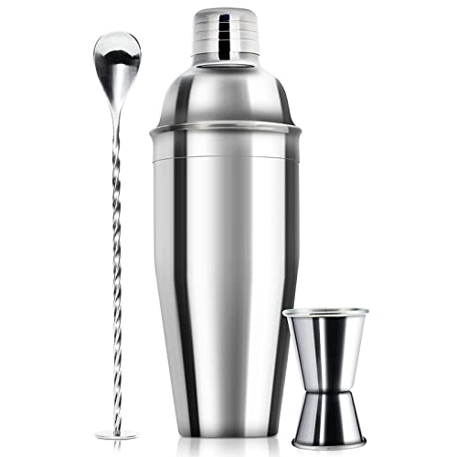 WPHUAW 24oz Cocktail Shaker Bar Set-Professional Margarita Mixer Drink Shaker and Measuring Jigger & Mixing Spoon Set Prof...