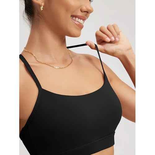 ODODOS Cloud Feeling Y Racerback Sports Bra for Women Wirefree Padded Strappy Yoga Bra