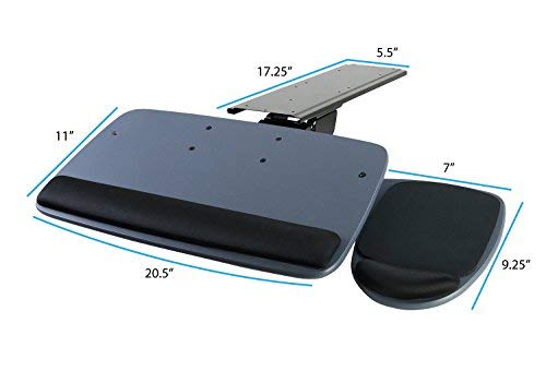 Mount-It! Under Desk Keyboard Tray, Adjustable Keyboard and Mouse Drawer Platform with Ergonomic Wrist Rest Pad, 17.25" Track (MI-7137)