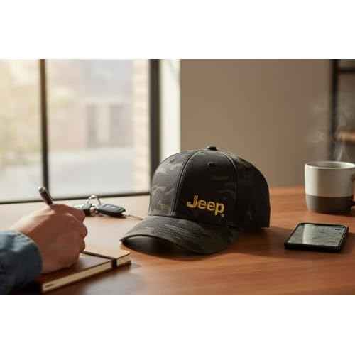 Jeep Officially Licensed Black Camo Hat | Structured Snapback Cap for Men | Ripstop Fabric