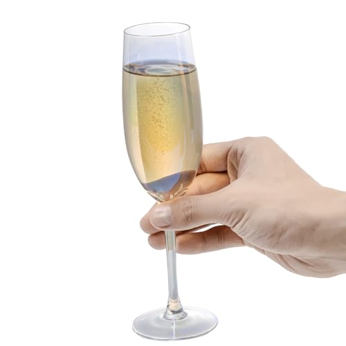 MyGift 7 oz Iridescent Stemmed Champagne Flute Glasses, Bubble Tone Rainbow Party Toasting Glasses, Set of 4