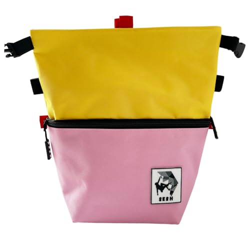 SESH Chalk Bucket - Large Size Chalk Bag for Climbing & Bouldering with Magnetic Closure, 4 Brush Holders, & 2 Side Pocket...