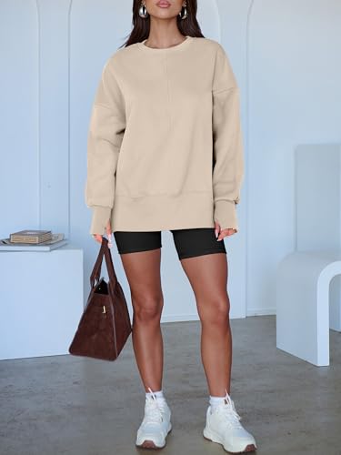 ANRABESS Women Oversized Sweatshirts Thumbhole Long Sleeve Hoodies Shirts 2025 Fall Side Slit Pullover Top Teen Y2k Outfits