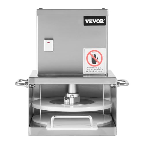 VEVOR Electric Pizza Dough Press Machine, 6 Inch Pizza Pastry Press Plate, Stainless Steel Bread Presser, Commercial Forming Machine with Adjustable Thickness and 100 Sheets of Parchment Paper