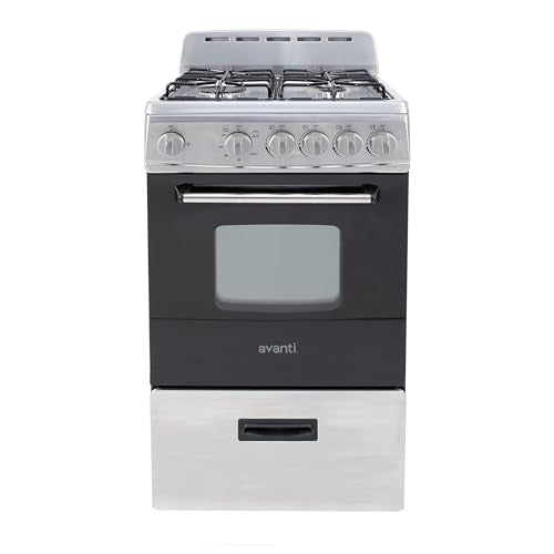 Avanti Gas Range Oven, Compact Freestanding Design, 4 Sealed Burners with Electronic Ignition, 2.1 Cu.Ft. Capacity Feature...