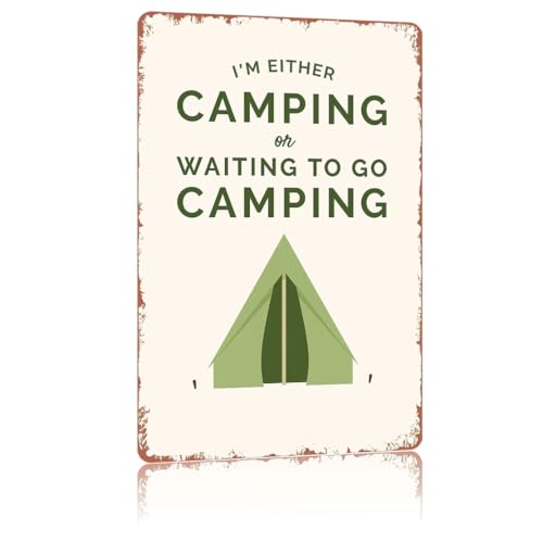 Retro Metal Sign Camping Lifestyle "Happy Camp",Text Art Poster Home Wall Decor, For Bedroom, Living Room, Bar, Restaurant...
