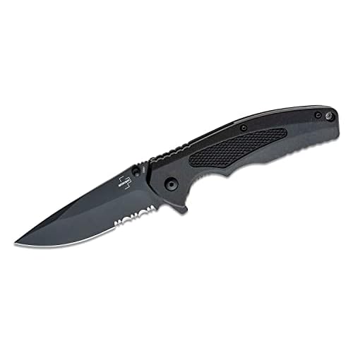 Boker Plus Gemini Nga Assisted Bk Serrated - 3.5" Partially Serrated D2 Blade, Backflipper and Thumbstud with Liner Lock and Fiber Reinforced Synthetic Scales- 01BO506