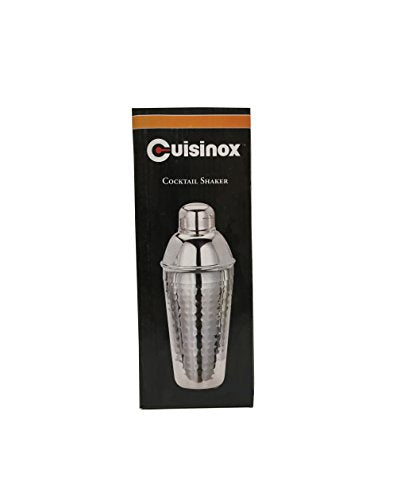 Cuisinox Stainless Steel Cocktail Shaker with Lid and Strainer, Hammered Finish, 9.4"- 24 oz