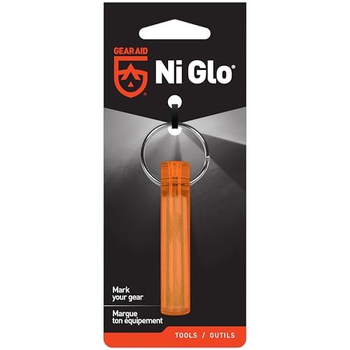 GEAR AID Ni Glo 2” UV Rechargeable Glowing Keychain – Multi-Purpose Glow-in-the-Dark Accessory for Camping