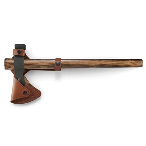 CRKT Black Woods Chogan Tomahawk Axe: RMJ T-Hawk Lightweight Outdoor Camping Axe with Hammerhead, Forged Carbon Steel Blade, Hickory Wooden Handle, Includes Sheath 2730KS
