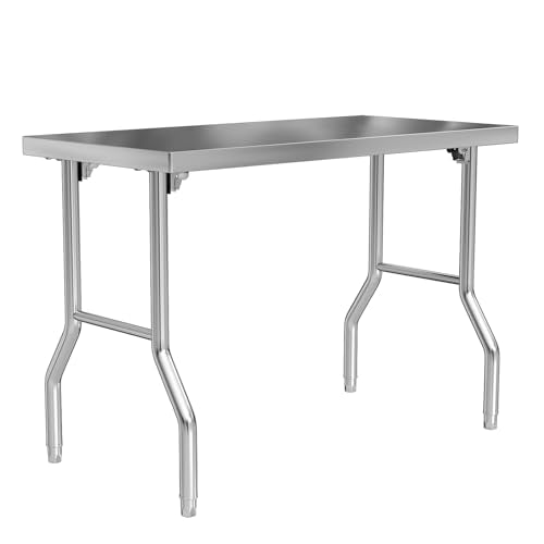 Chingoo Stainless Steel Folding Table 48 x 24 Inch Commercial Workbench, Collapsible Portable Utility Table for Kitchen, O...