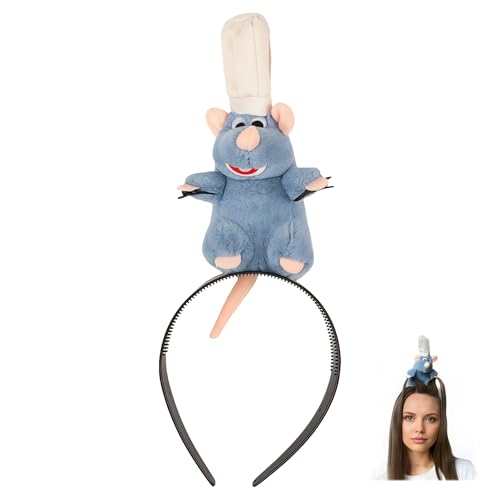 YUESE Funny Rat Chef Headband for Adults & Kids – Cute Mouse Costume with Chef Hat – Cooking Theme Party Hair Accessory – ...
