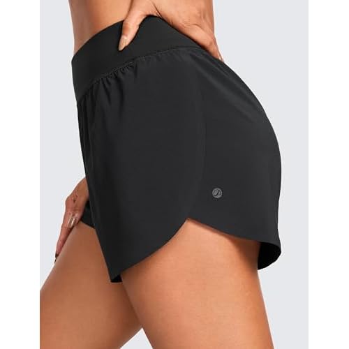 CRZ YOGA High Waisted Split Running Shorts for Women 3" - Comfy Mesh Liner for Workout Athletic GymTrack Quick Dry