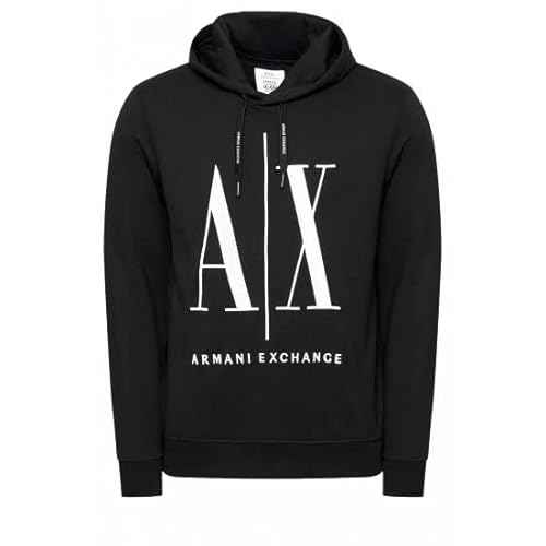 Armani Exchange mens Icon Project Embroidered Logo Hooded Sweatshirt