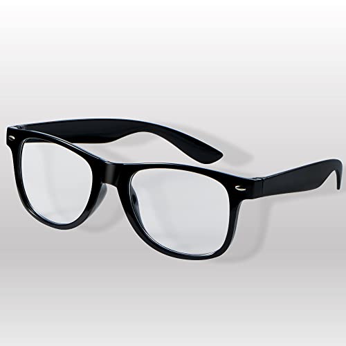 Spooktacular Creations Nerd Glasses, Black Fake Glasses with Clear Lenses Costume Props Halloween Cosplay for Men Women Ad...