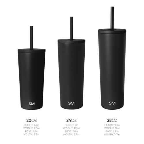 Simple Modern Insulated Tumbler with Lid and Straw | Iced Coffee Cup Reusable Stainless Steel Water Bottle Travel Mug | Gi...