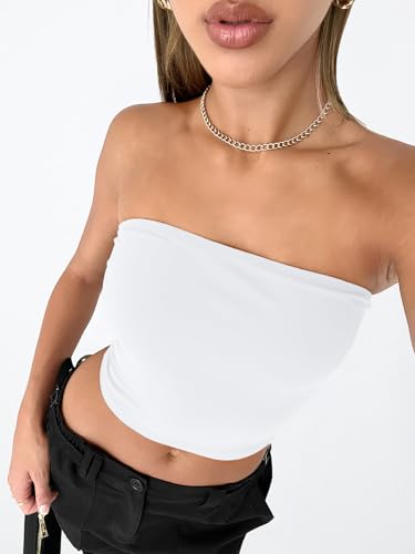 Trendy Queen Womens Tube Tops Strapless Crop Tops Basic Backless Sleeveless Going Out 2026 Spring Outfits Summer Clothes