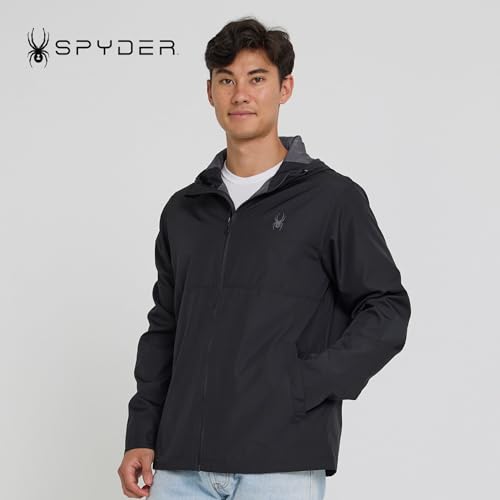 Spyder Packable Rain Jacket Men – Water Resistant Windbreaker with Hood, Lightweight Rain Coat Slicker, Travel, Golf, Fishing