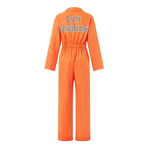 Villagepageme Orange Prison Jumpsuit Costume Women Men Jail Halloween Costumes Couples Matching Prisoner Cosplay Outfits